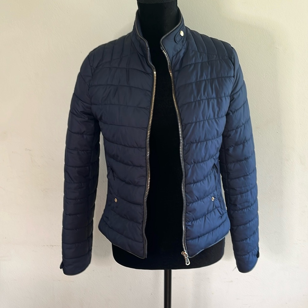 Ci Sono Navy Blue Lightweight Puff Jacket